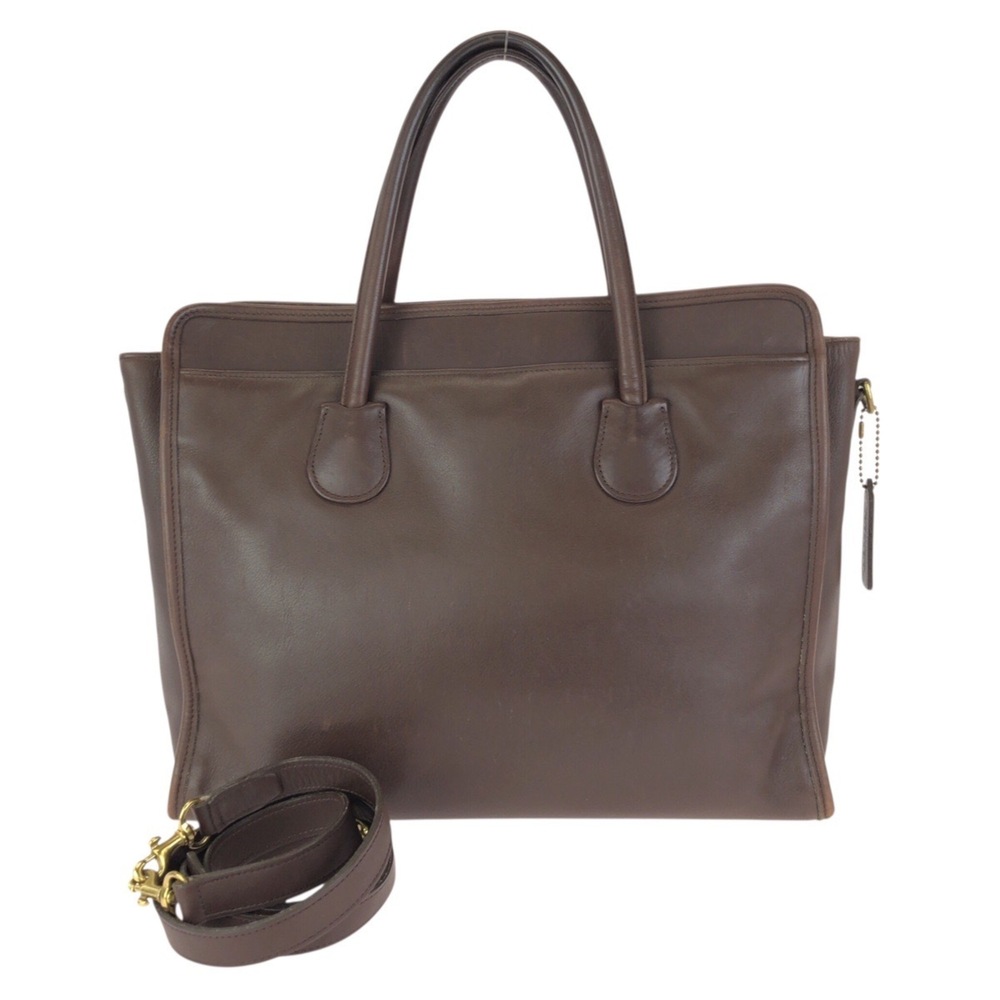 COACH Vintage Old Coach 2-way Brown Leather Bag with Gold Hardware (7302) Bus...